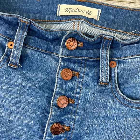 Madewell Cali Demi-Boot Jeans Button Fly Wide Flare Leg Distressed size 25 - Picture 6 of 16